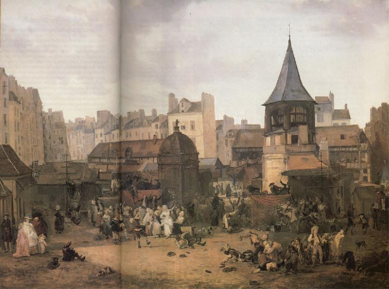 unknow artist gatubild fran 1700 talets paris France oil painting art